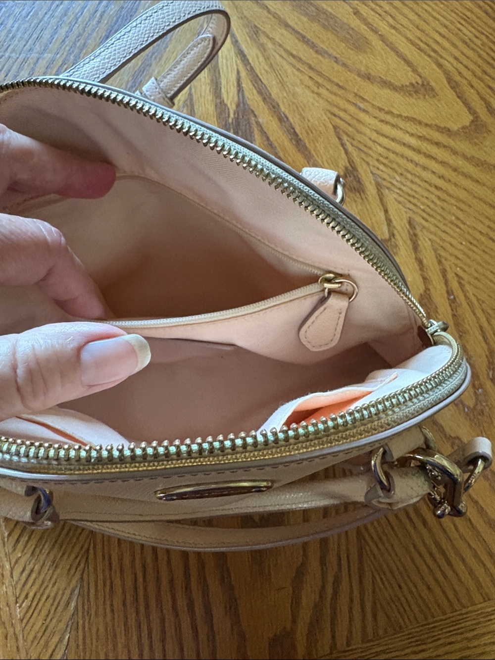 Back to school sale- Coach Two-Tone Dome Satchel in Blush and Cream - Picture 7 of 8